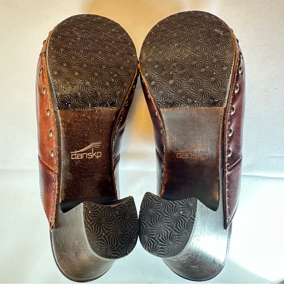 Dansko Rae Chestnut Brown Leather Studded Clogs Chunky Boho Sz 39 EU 8.5/9 US - Picture 9 of 15